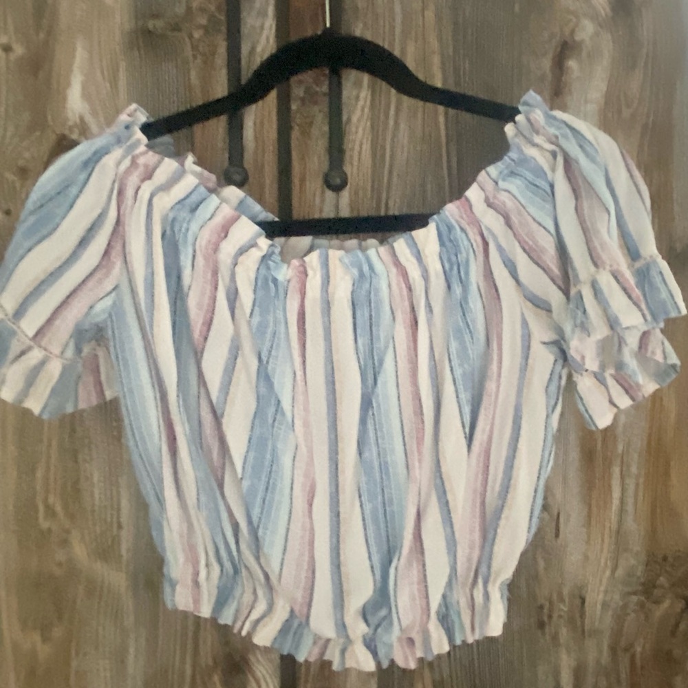 Multicolor beachy off the shoulder shirt in size S from Ocean Drive